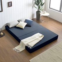 서광퍼니처 맥스 4단 접이식 매트리스 소파베드 고탄성스펀지 180T 가죽형, 다크블루