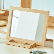 블루밍홈 고무나무 원목 수납 탁상거울 B, 네추럴