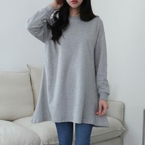 여성용 빅사이즈 플레어 캐주얼 데일리 롱 티셔츠