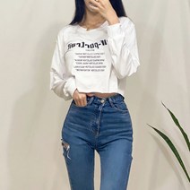 레몬티 여성용 셀프 크롭 긴팔 티셔츠 lkf116