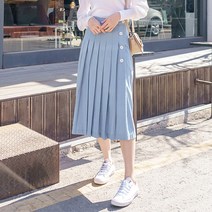제이스타일 레인델 린넨 버튼 플리츠 롱스커트 빅사이즈