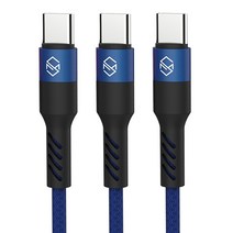 신지모루 로프 C타입 고속충전 케이블 3개, 1m, 블루