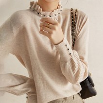 여성용 MA 반폴라 셔링 큐빅 니트