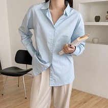 플랜데이 여성용 베이직 내추럴 애플 루즈핏 셔츠