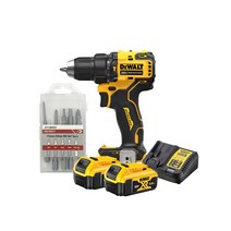 디월트 20V MAX 컴팩트 BLDC 충전 햄머 드릴 DCD709P2 + 가정용 드라이버 비트 세트, 1세트