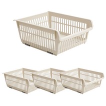 코지 스테커블 바스켓 대, 아이보리, 4개