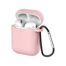 포유 에어팟 1세대 2세대 실리콘 키링 케이스 + 카라비너, 핑크