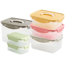 이지앤프리 러블리락 원핸들 밀폐용기 세트, 1세트, 915ml x 2p + 1.4L x 2p + 2L + 3.2L
