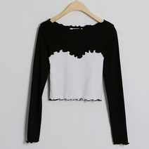 여성용 프릴 긴팔 티셔츠