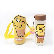 릴팡 카카오프렌즈 춘식이 펜던트 트라이탄보틀 가방 세트, 혼합색상, 500ml