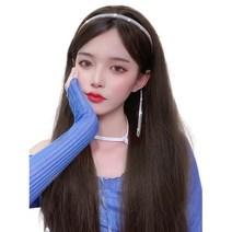 하이유니 크리스탈 큐빅 머리띠 가발 스트레이트펌 50cm, 브라운블랙, 1세트
