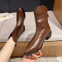 레트로 스틸레토 뒷지퍼 숏 웨스턴 부츠 PRDS17