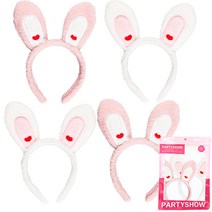 파티쇼 러블리 토끼 파티머리띠 2종 세트, 하트화이트, 하트핑크, 2세트