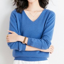 마켓A 여성용 베이직 니트 브이넥 티