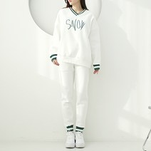 순이들 여성용 스노우 브이넥 조거 기모 트레이닝 상하의 세트