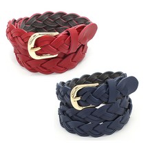 테드브라운 여성용 골드버클 꽈배기 캐주얼 벨트 2종 세트