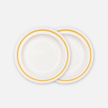 쓰임 레트로 라인 원형접시 2p, 샌드베이지