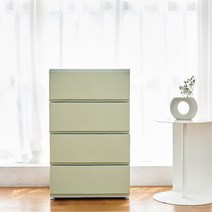 까사마루 트렌디 스트라이프 4단 서랍장 와이드 500 x 400 x 815 mm 완제품, 올리브 그린