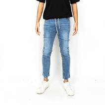 남성용 골드퍼센트 테이퍼드핏 밴딩 워싱 스크래치 캐주얼 데님팬츠