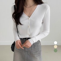 세컨그라운드 여성용 슬림 골지 단추 가디건