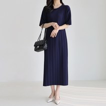 모이르벨라 젤리 라운드넥 주름 롱 원피스 T24SS2-A0295