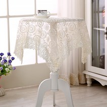 마켓에이 다목적 플라워 레이스 테이블 커버, A크림, 140 x 140 cm