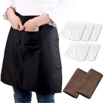 코빙 미니 앞치마 + 순면 린넨 2p + 행주 5p 바리스타 시험 세트, 블랙(앞치마), 브라운(린넨), 화이트(행주), 1세트