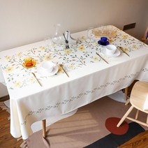 알럽홈 플라워 보헤미아 린넨 식탁보, TYPE 01, 90 x 90 cm