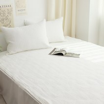 리노 60수 순면 피그먼트 일자누빔 침대패드, 화이트