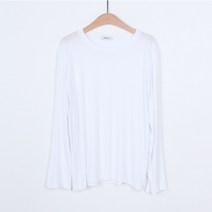 빼빼 여성용 라운드넥 긴팔 베이직 무지 레이온 스판 티셔츠