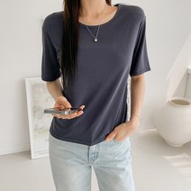 여성용 세믐비 베이직 라운드 반팔 티셔츠 T9541K24