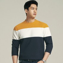 업클라스 남성용 3단 배색 7부 티셔츠 a091cp