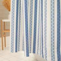 헤이즈 패브릭 방수 샤워커튼 + 메탈집게링 세트, 네이비계열, 1세트