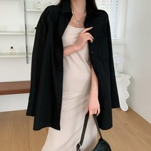 시크블랙 크리니 루즈 베이직 롱 블라우스 BL4471K22