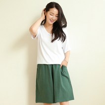 비나인 여성용 마루 U넥 기본 티셔츠