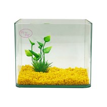 로라펫 자연 가습기 어항 + 인조수초 + 컬러스톤 세트, 브릴리언트 옐로우(컬러스톤), 랜덤발송(인조수초)