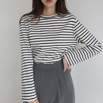 여성용 아웃스티치 스트라이프 티셔츠
