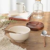 쓰임 포 레스트 슬로 우드 면기 2종 x 4p 세트, 베이지, 우드, 면기 4p, 찬기 4p