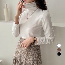 여성용 베이직 소프트 기모 폴라 티셔츠