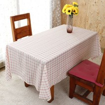 아미데코 PVC 베이직 체크 방수 테이블보, 레드, 130 x 220 cm