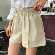 시크폭스 여성용 위티니 레더 핀턱 밴딩 쇼츠