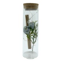 [프렌치로즈]6타입 LED 코르크 유리병 기념일 선물 꽃 편지지 세트, 블루프리저브드플라워