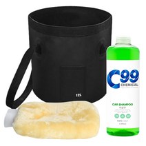 C99 세차 양면 워시미트 + 컴팩트 세차물통 + 카샴푸 1000ml 세트 CC-010, 1세트