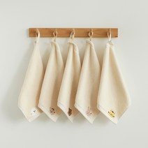 쉐베베 아동용 캐릭터 자수 고리 핸드타올 5종 세트, 아이보리, 1세트