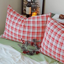 까사베르데 크리스마스 홈리데이 체크 베개 커버
