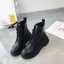 데일리 심플 통굽 키높이 앵클 기모 7목 워커