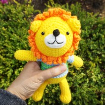 아이한코 DIY 용감한사자 오리온 코바늘 손뜨개인형, 1세트, 옐로우 스카이