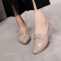 파라다이소 여성용 에나멜 버선코 웨지 뮬 슬리퍼