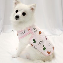 블랭크도그 강아지 베이비 공룡 면 조끼, 핑크