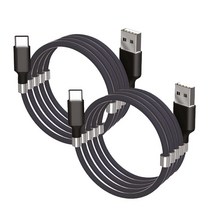 아이엔픽 선꼬임 방지 마그네틱 고속 충전 케이블 C타입 2p, 블랙, 1m